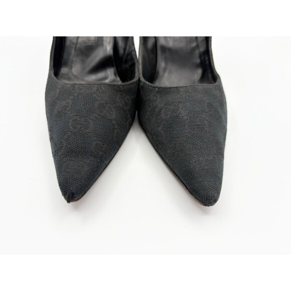 Gucci by Tom Ford Black Canvas Pointed Toe Heels w/ Bamboo Heels Sz EU 38.5 8.5 - Picture 5 of 14